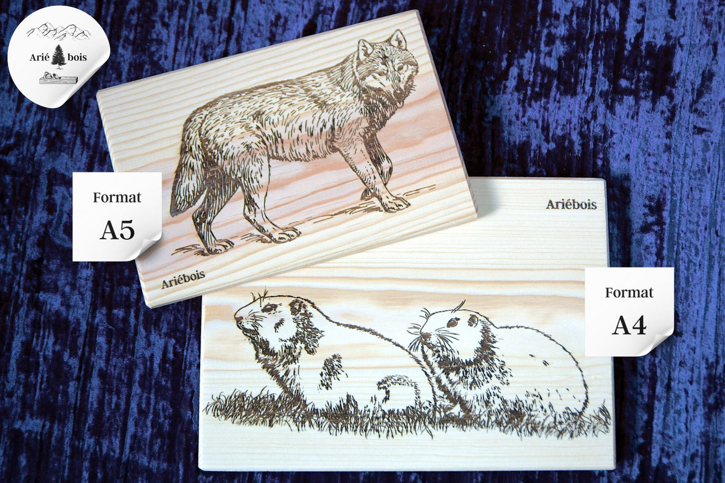 Cadre en bois - série animaux de montagne
